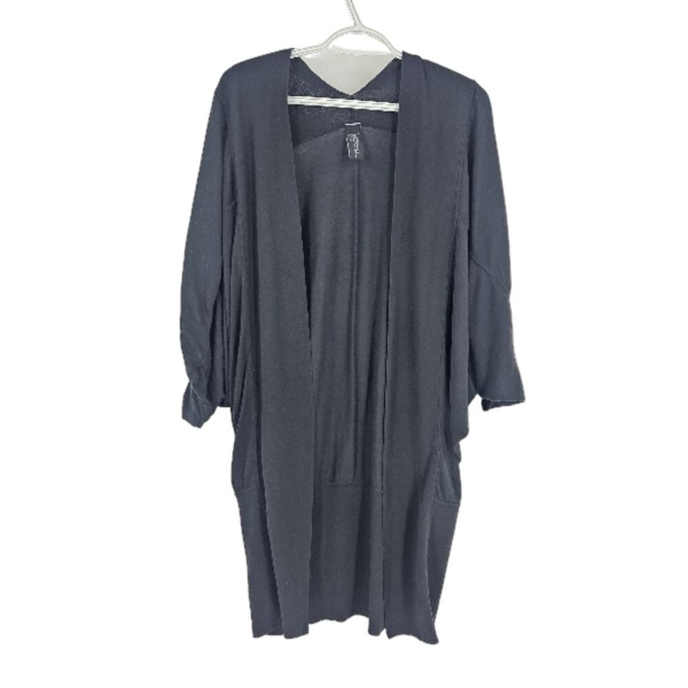 Maria Cornejo Longline Cardigan Sweater Black Open Front Batwing Sleeve Size S